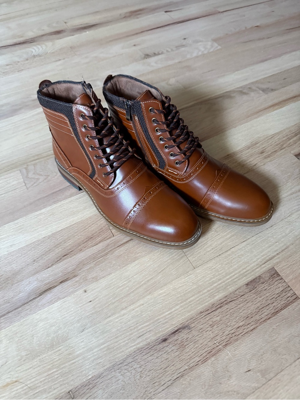 Arkbird Men's Oxford Leather Chukka Ankle Boots Zipper Brown NWOB
